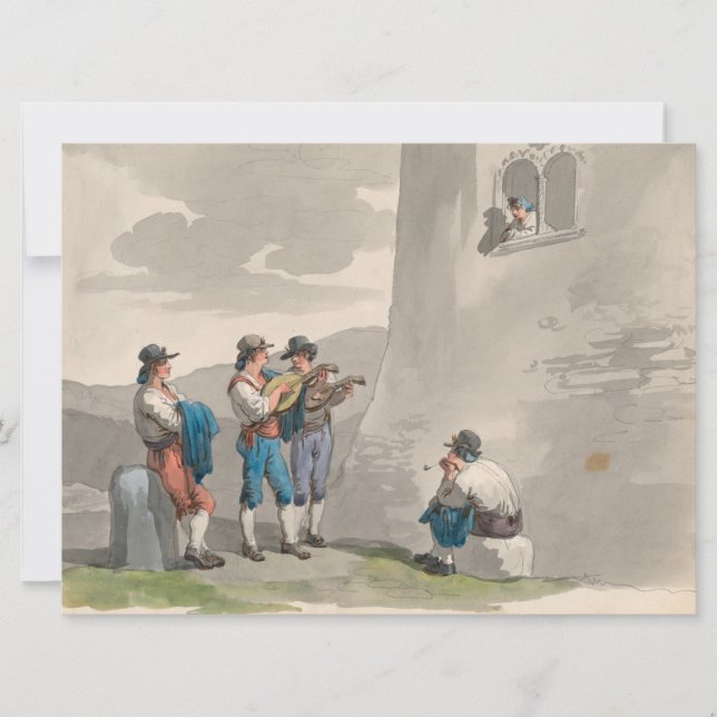 Cartão A Serenata (Canções de Amor) (Cena Romântica) (Frente)