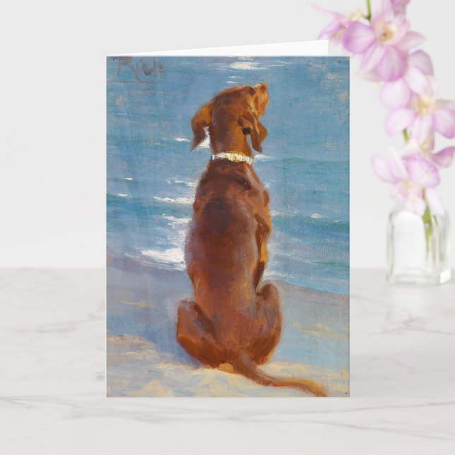 Cartão A sitting brown dog by P.S. Kroyer (Orquídea)