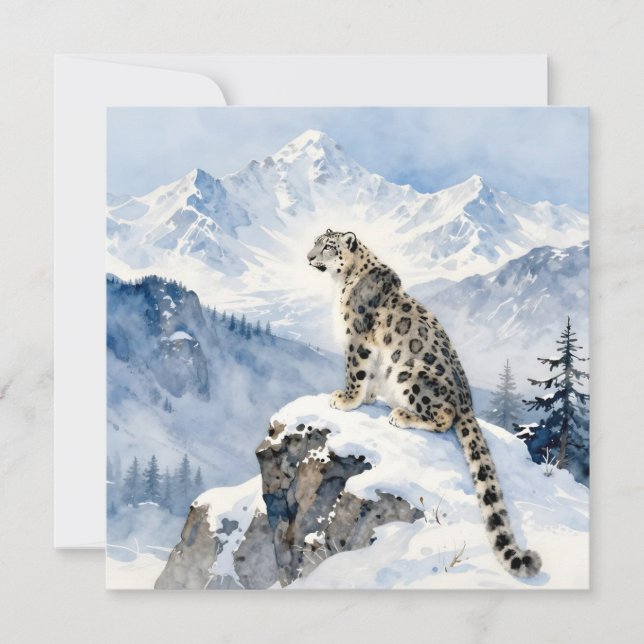 Cartão A Snow Leopard on Snowy Peak (Frente)