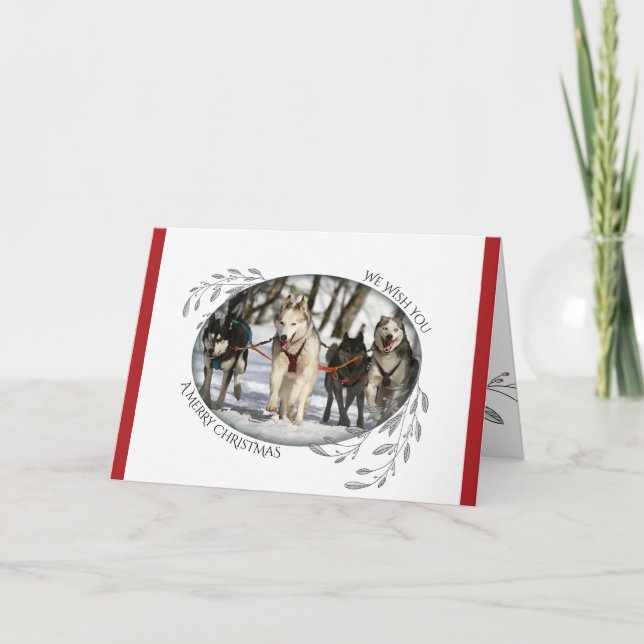 Cartão A SUA FOTO, Folhagem de Natal e Berries (Frente)