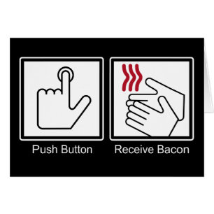 Cartão A tecla, recebe o bacon - distribuidor do bacon