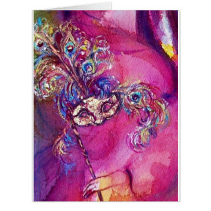 Cartão A TERCEIRA MÁSCARA/MASQUREADE VENETIAN, roxo