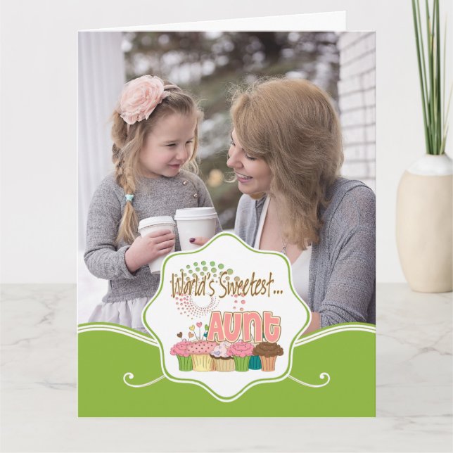 Cartão A tia mais doce do mundo Aniversário (Frente)