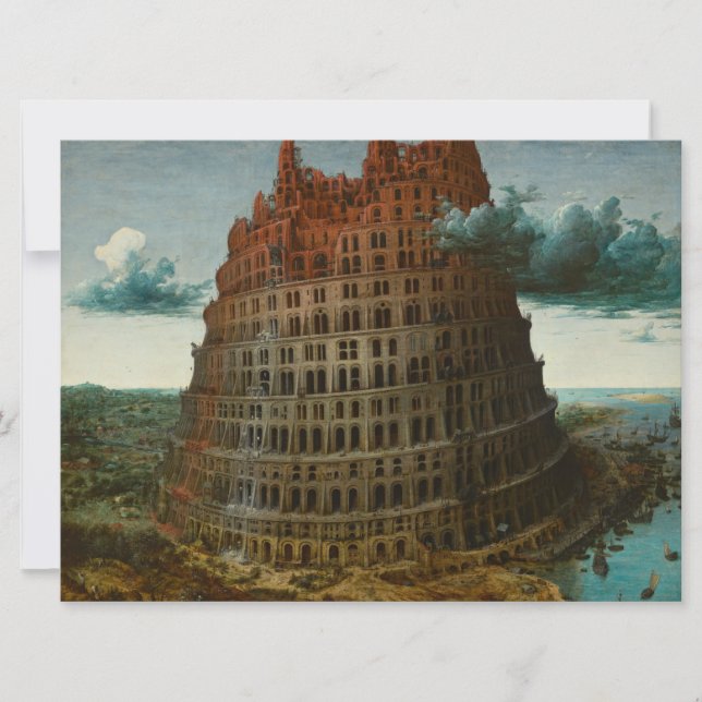 Cartão A Torre de Babel (por Pieter Bruegel, o Velho) (Frente)