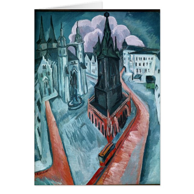 Cartão A torre vermelha em Halle, 1915 (Frente)