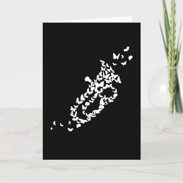 Cartão A Tuba Brass Instrument With butterflies (Frente)