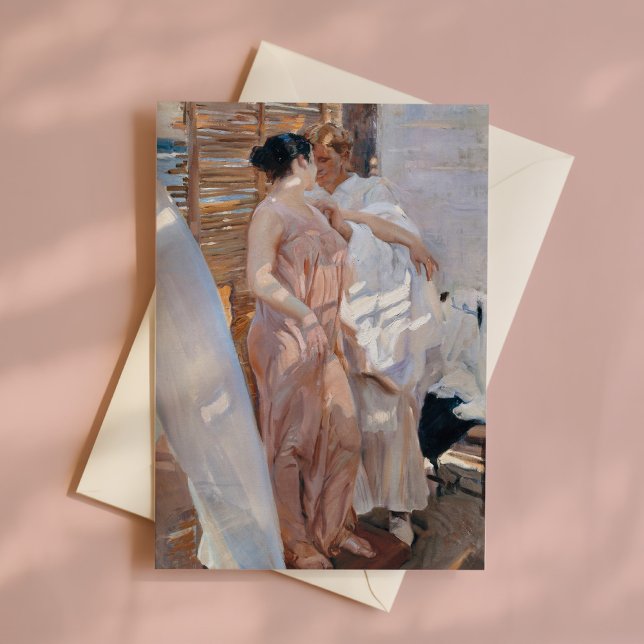 Cartão A túnica rosa, depois do banho | Joaquín Sorolla (Criador carregado)