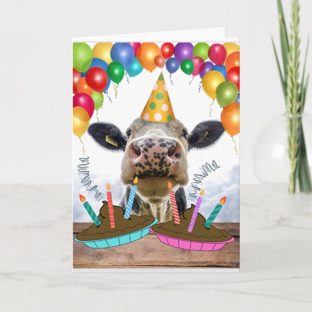 Cartão A Vaca Engraçada É Que Era Seu Aniversário (Frente)