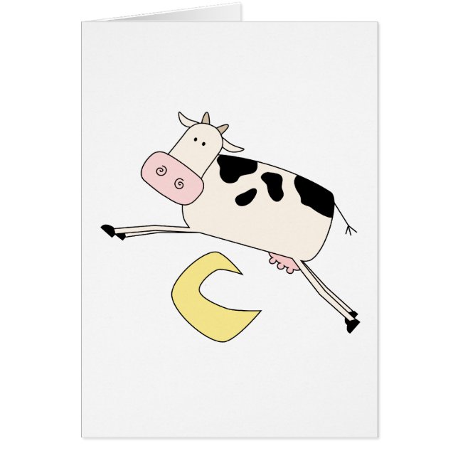 Cartão A vaca salta sobre o camiseta e os presentes da (Frente)