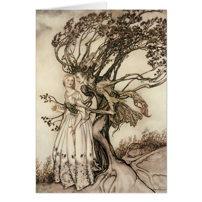 Cartão A Velha Mulher na Madeira por Arthur Rackham (Frente)