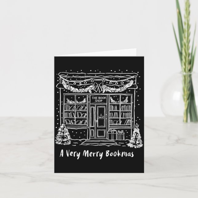 Cartão A Very Merry Bookmas Cozy Christmas Bookstore Holi (Frente)
