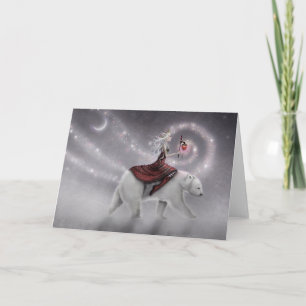 Cartão A Viagem Maiden e o Urso Polar Fantasia Arte