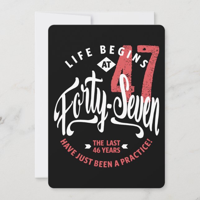 Cartão A vida começa aos 47 | 47.o aniversário (Frente)