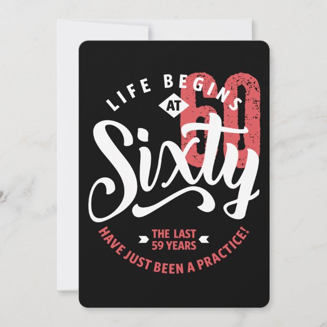 Cartão A vida começa aos 60 | 60.o aniversário (Frente)