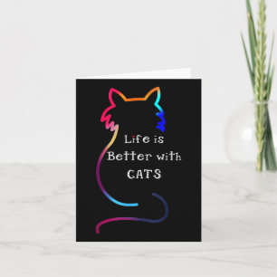 Cartão A Vida De Gato É Melhor Com Gatos Coloridos