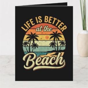 Cartão A Vida é Melhor na Praia Férias de Verão Retrô