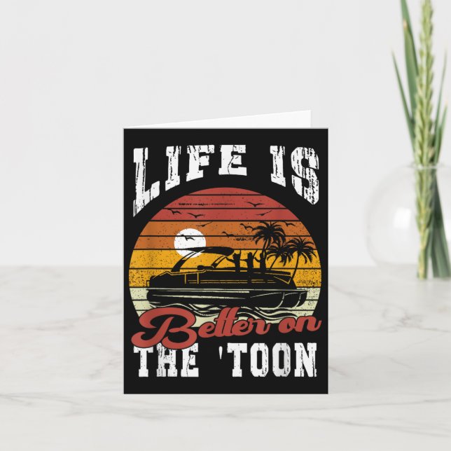 Cartão A Vida É Melhor No Barco Pontão Toon Capitão Bo (Frente)