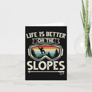 Cartão A Vida É Melhor No Slopes Ski Retro Snowboard