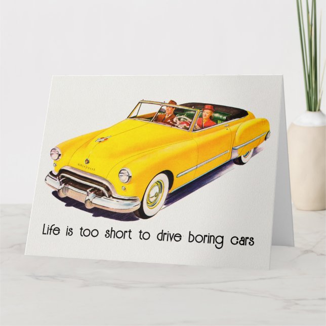 Cartão A Vida É Muito Curta Para Dirigir Carros Bordados (Frente)