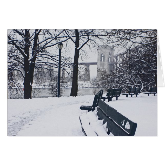 Cartão A View of Hellgate Bridge, Astoria, NY (Frente horizontal)