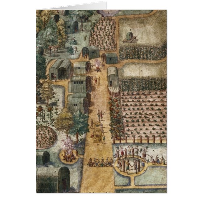 Cartão A vila indiana de Secoton, c.1570-80 (Frente)