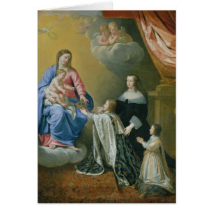 Cartão A Virgem Maria dá a coroa e o Sceptre