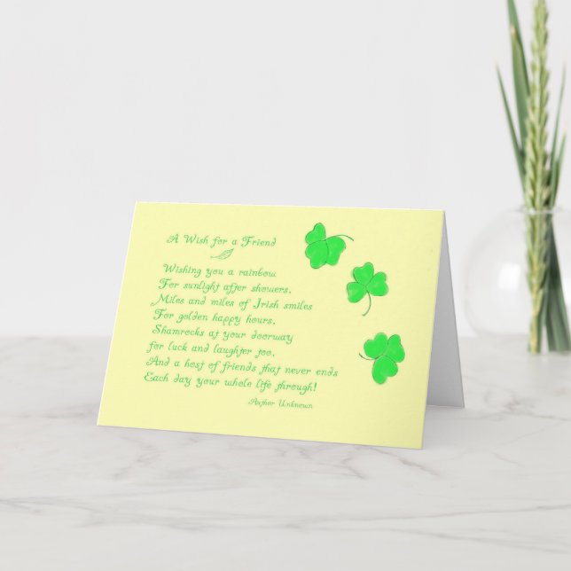Cartão A Wish for a Friend-St. Patrick's Day (Frente)
