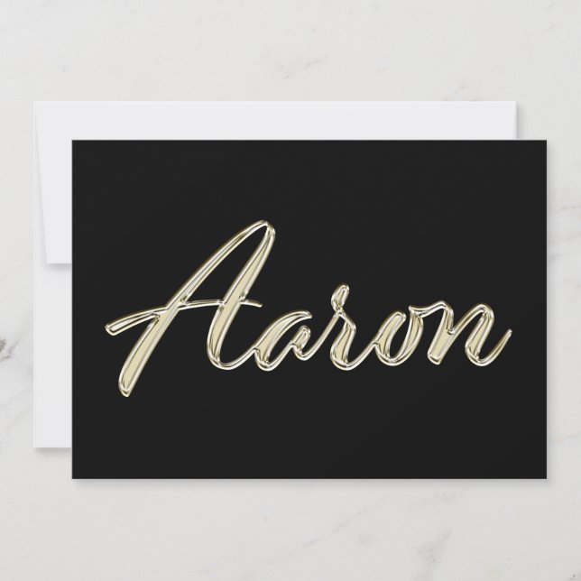 Cartão Aaron Name white gold Handwriting Karte (Frente)