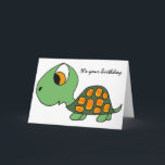 Cartão AB- Funny Turtle Birthday Card<br><div class="desc">Cute funny cartoon turtle wishes a happy birthday. Funky and fun. You can also add additional text when ordering.</div>