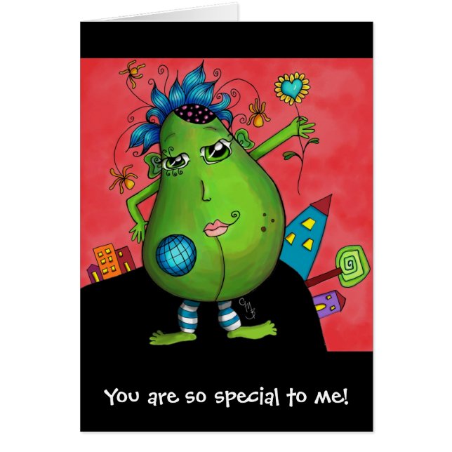 Cartão Abacate meridiano, você é tão especial a mim! (Frente)