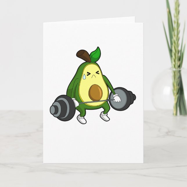 Cartão Abacate no Fitness com Haltere (Frente)