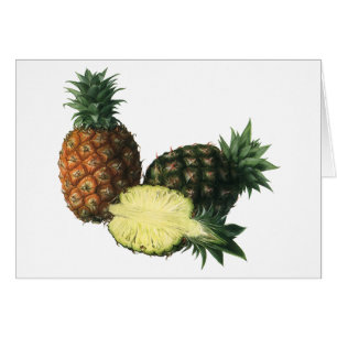 Cartão Abacaxis havaianos vintage, frutas orgânicas