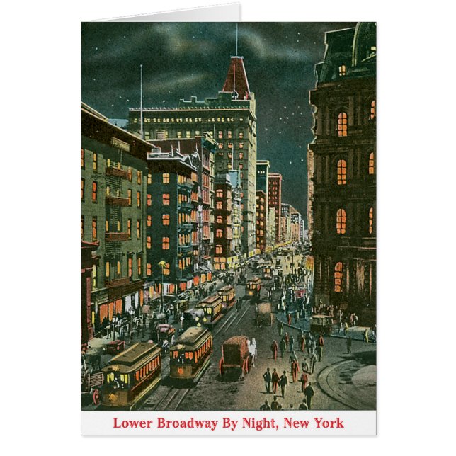 Cartão Abaixe Broadway em a noite (Frente)