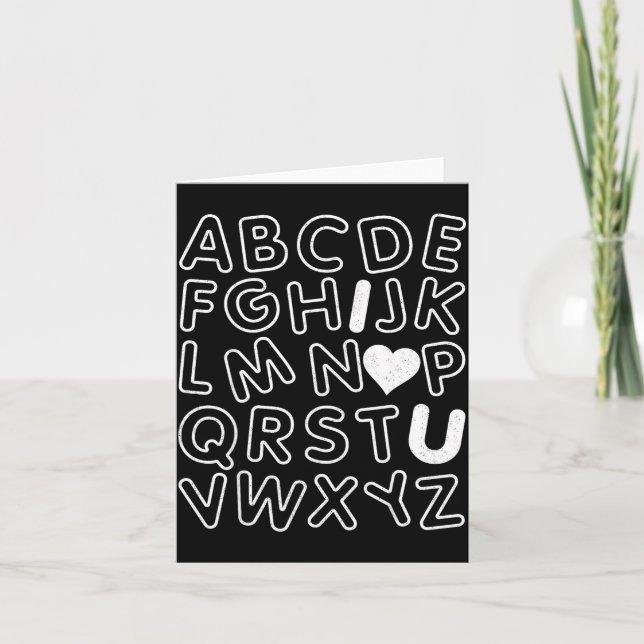 Cartão Abc I Love You Alphabet Teachers Day Valentines Da (Frente)
