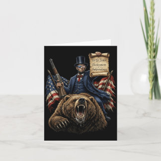 Cartão Abe Lincoln Montado em Urso Com Declaração Engraça
