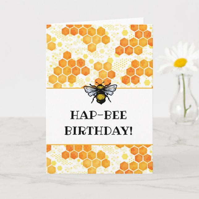 Cartão Abeja de aniversário HapBEE (Planta pequena)