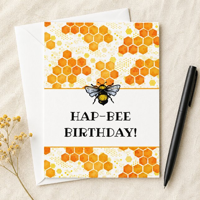 Cartão Abeja de aniversário HapBEE (HapBEE Birthday Bumblebee Card)