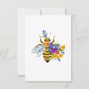 Cartão Abeja flor com plantas silvestres