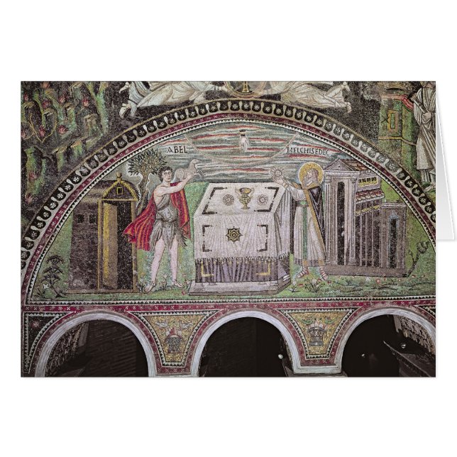 Cartão Abel e Melchisedech que oferecem no altar (Frente Horizontal)