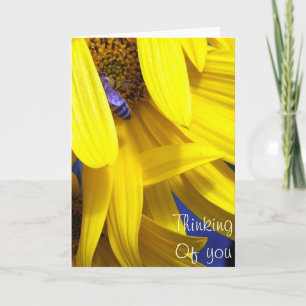Cartão Abelha Azul no girassol Amarelo - Pensando em voc