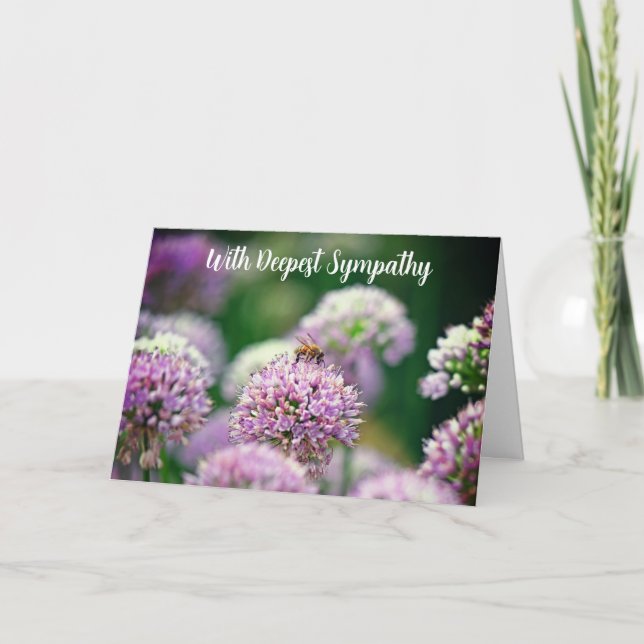 Cartão Abelha Feliz com Flor de Allium Roxo com Simpatia (Frente)