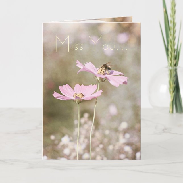 Cartão Abelha na Flor Rosa (Frente)