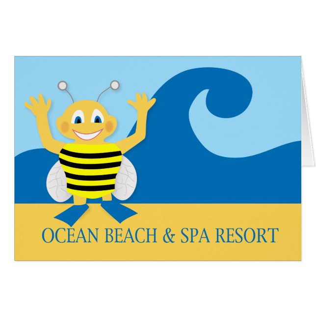 Cartão Abelha na praia (Frente Horizontal)
