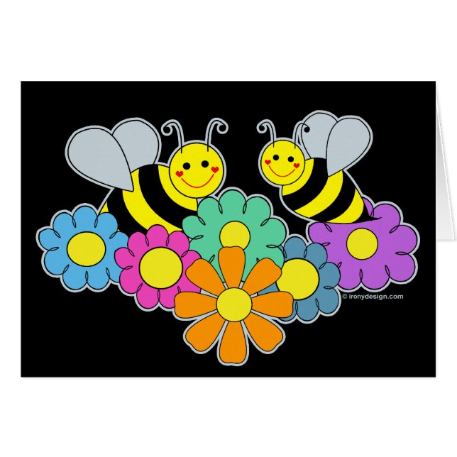 Cartão Abelhas e Flores (Frente Horizontal)