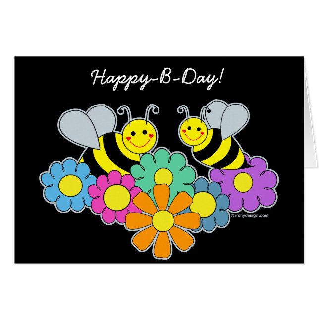 Cartão Abelhas & flores (Frente Horizontal)