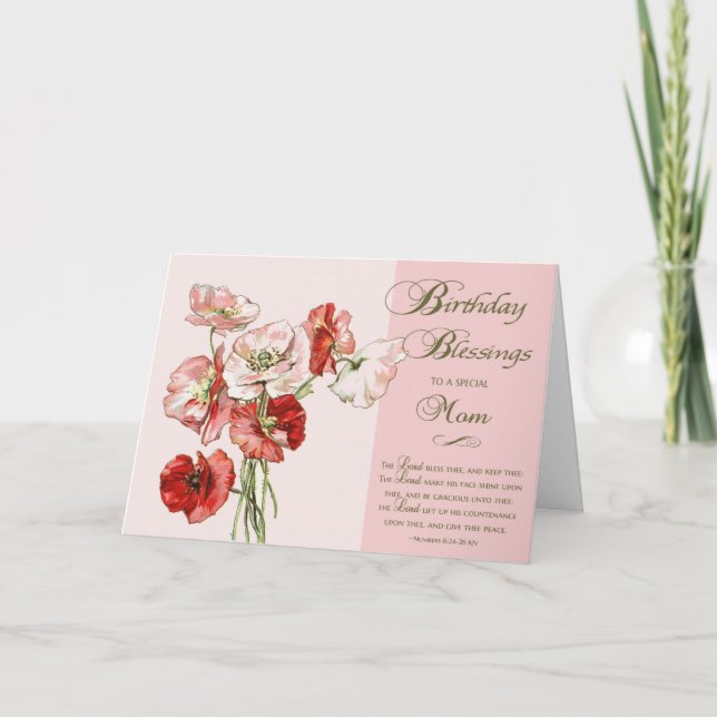 Cartão Abençoações de aniversário a uma mãe especial (Frente)