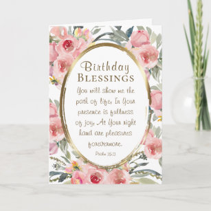 Cartão Abençoações de aniversário Floral Elegante Inspira