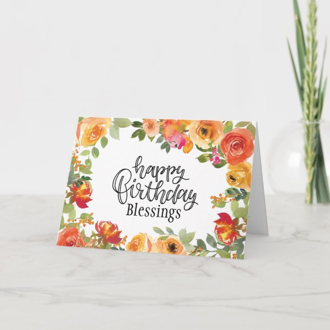 Cartão Abençoações de Aniversário O Senhor Abençoa-Te Flo (Frente)