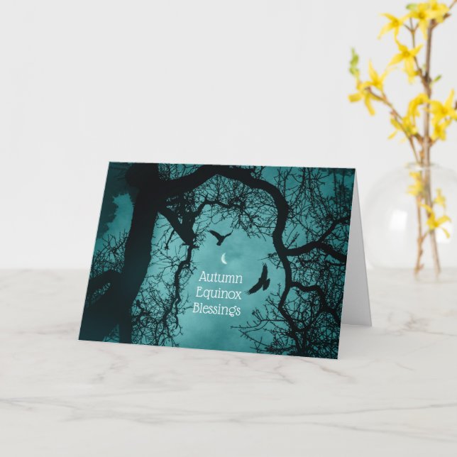 Cartão Abençoações do Equinox Mabon no outono de Pagan (Flor Amarela)