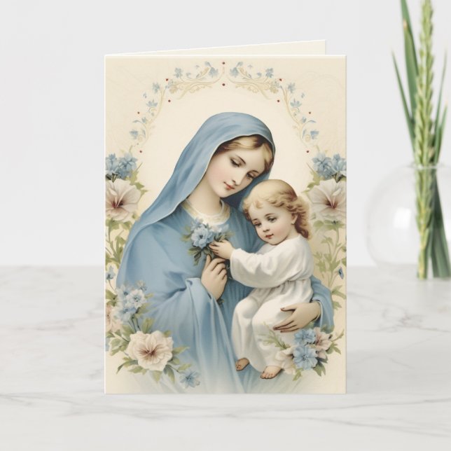 Cartão Abençoada Mary "Senhora Adorável Vestida em Azul"  (Frente)